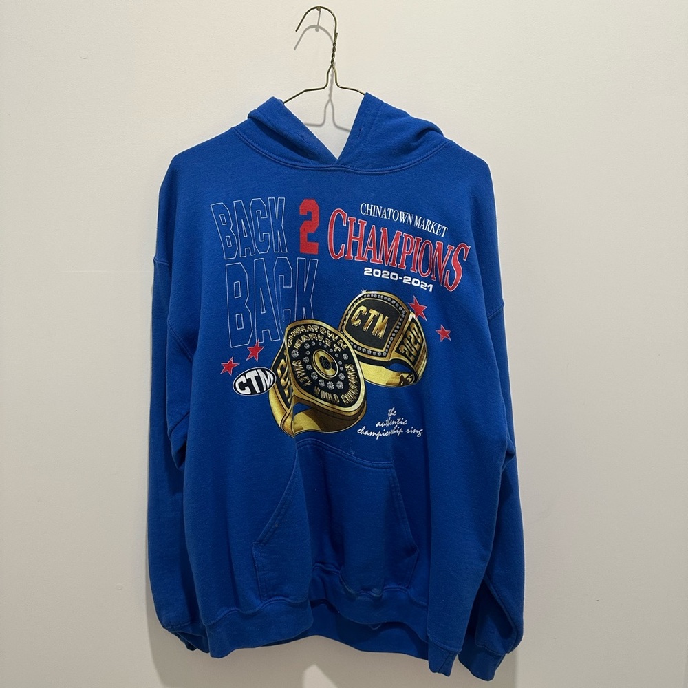 Chinatown Market Blue Champion Hoodie